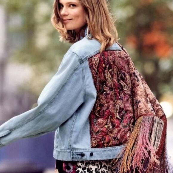 Free people jeans jacket size XS oversized impeccable paisley - Picture 4 of 17